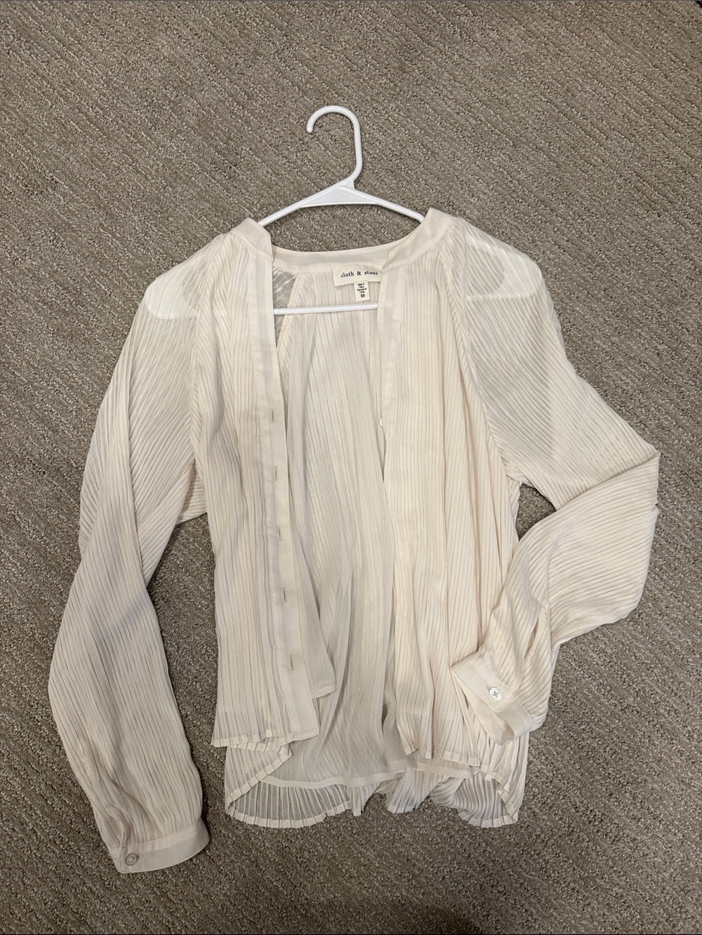 cloth & stone Cream Pleated Sheer Button-Front Blouse